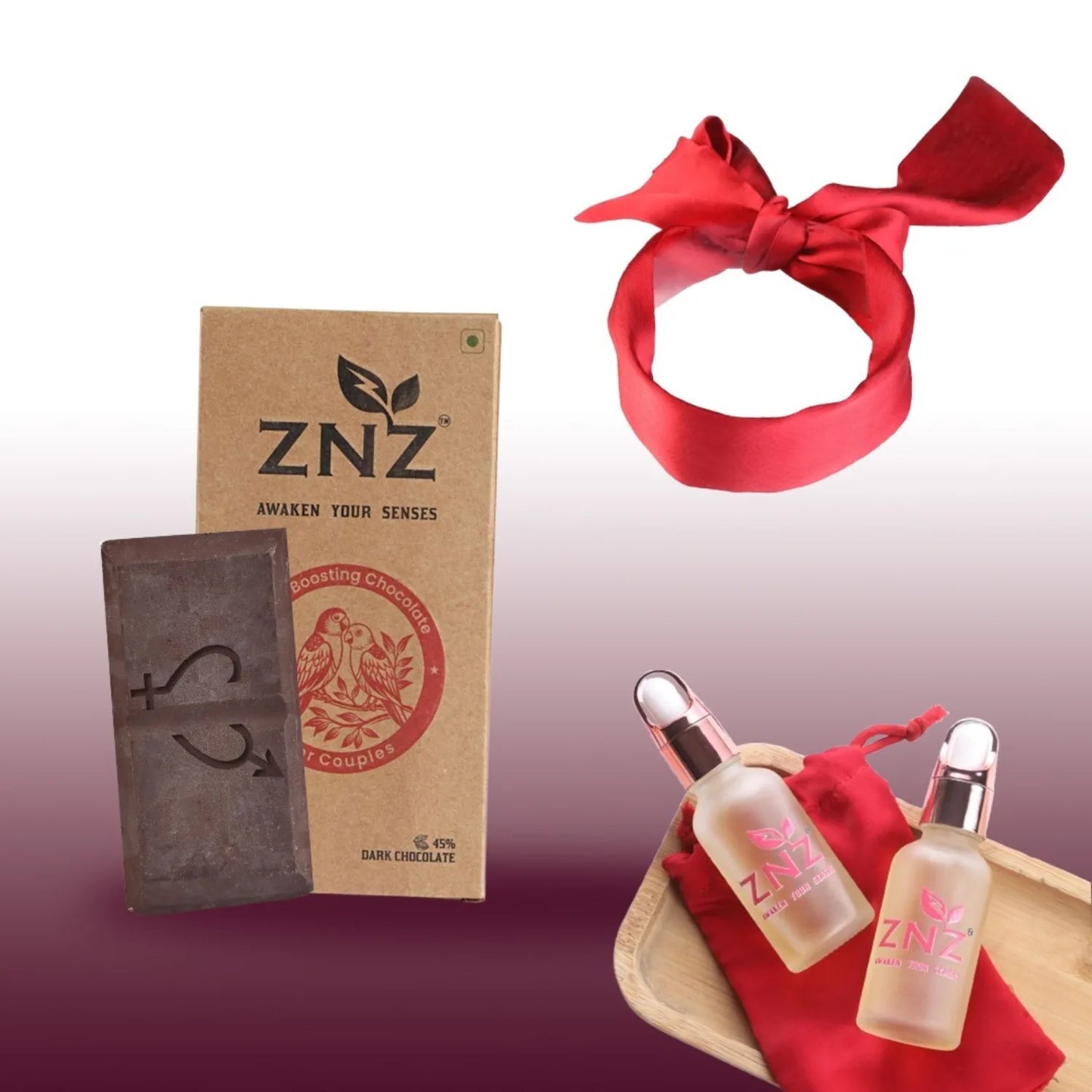 ZNZ Couple Exotic Combo| Romantic Gift Set  | Body Massage Oil + Couple Chocolate + Blindfold
