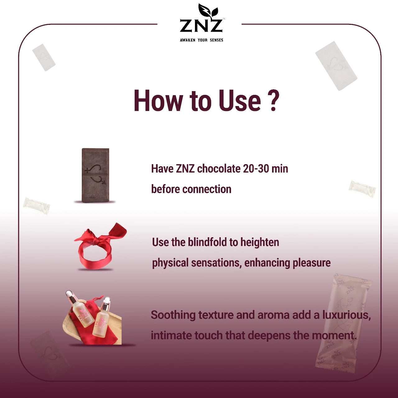 ZNZ Couple Exotic Combo| Romantic Gift Set  | Body Massage Oil + Couple Chocolate + Blindfold